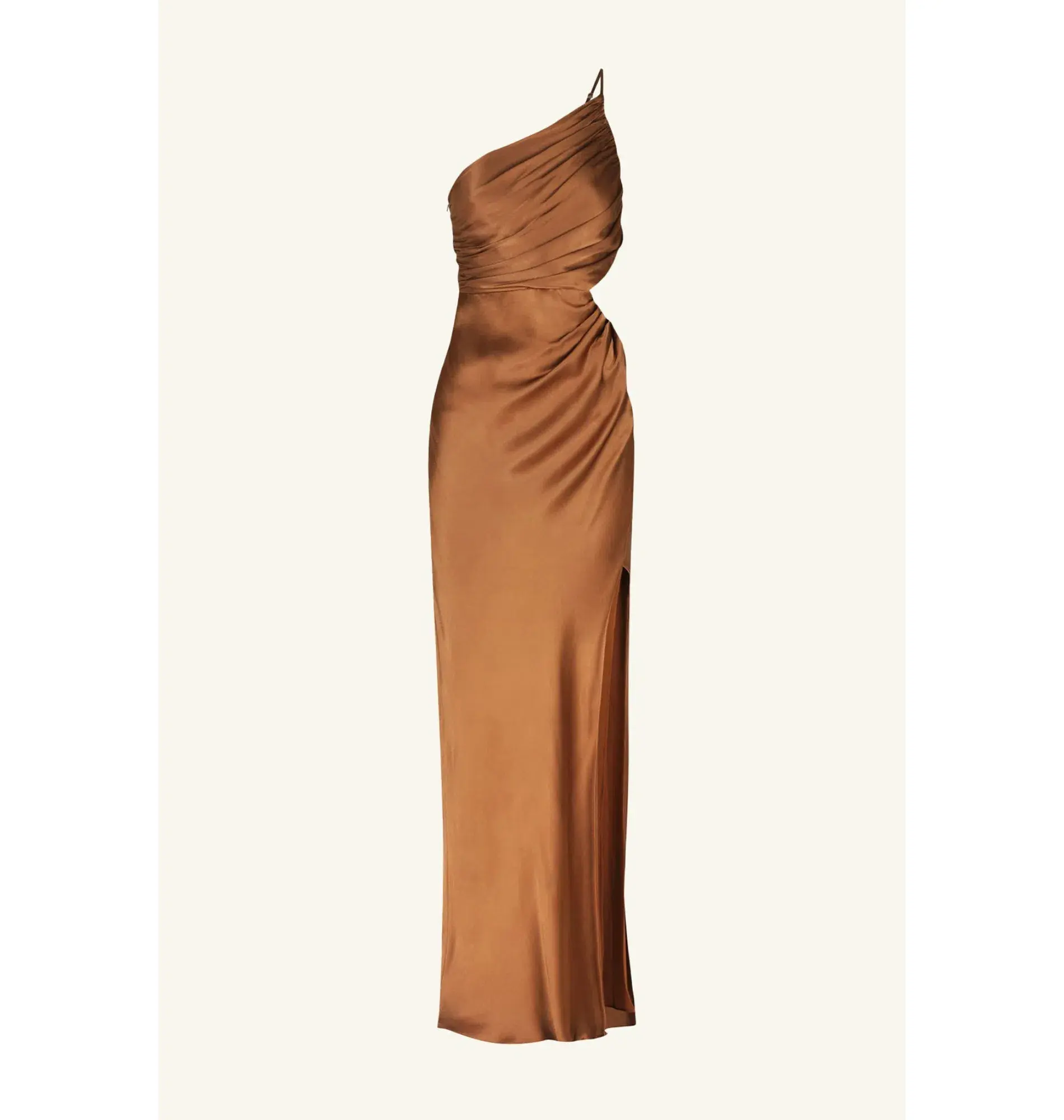 Shona Joy La Lune Asymmetrical Gathered Maxi Dress Almond Size AU 10 - Image 6