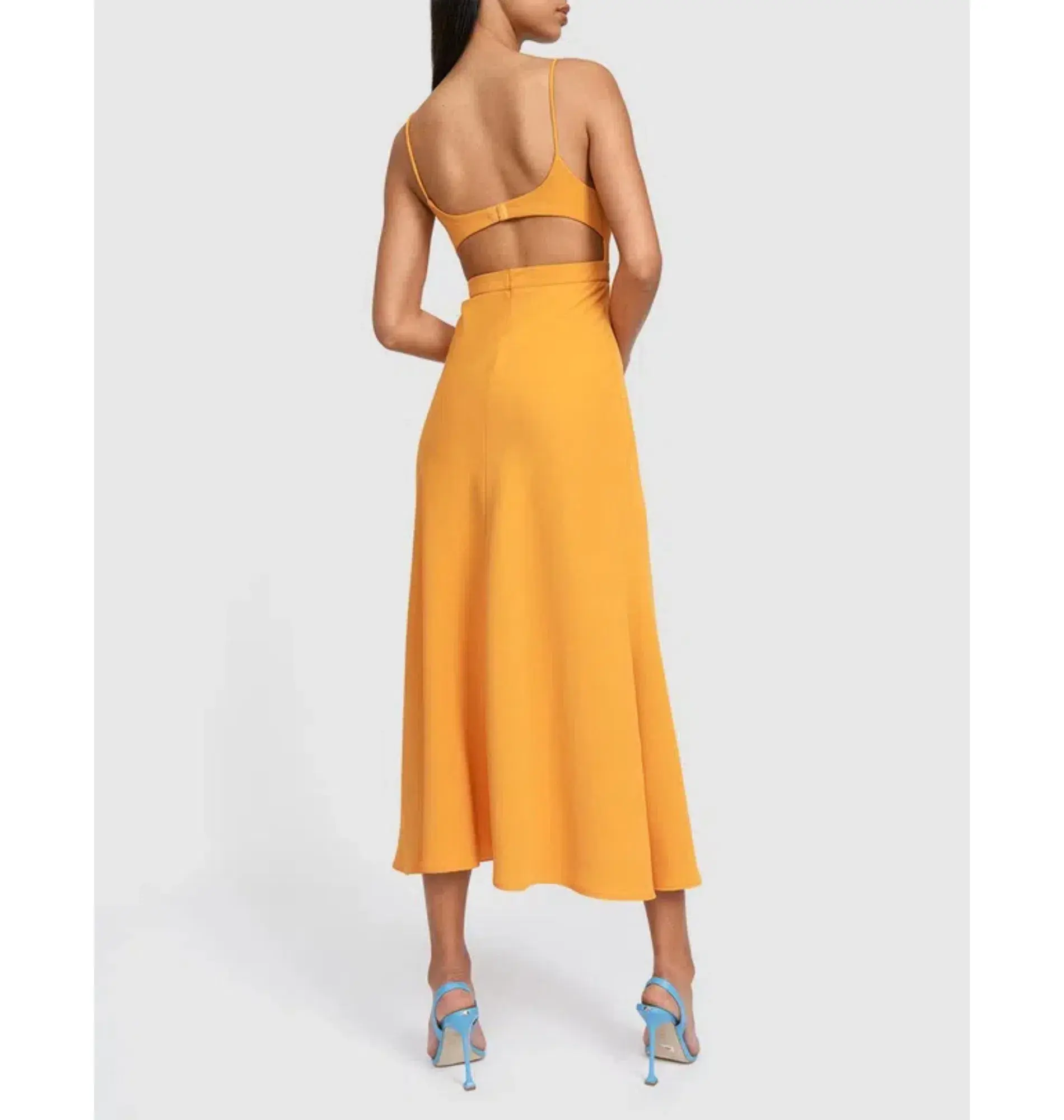 By Johnny Callia Wire Midi Dress In Apricot Orange Size AU 12 - Image 8