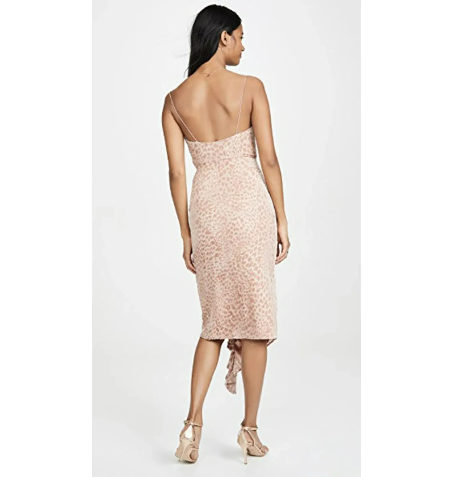 Misha Emilia Midi Dress Blush Leopard Print Size 10/M - Image 2
