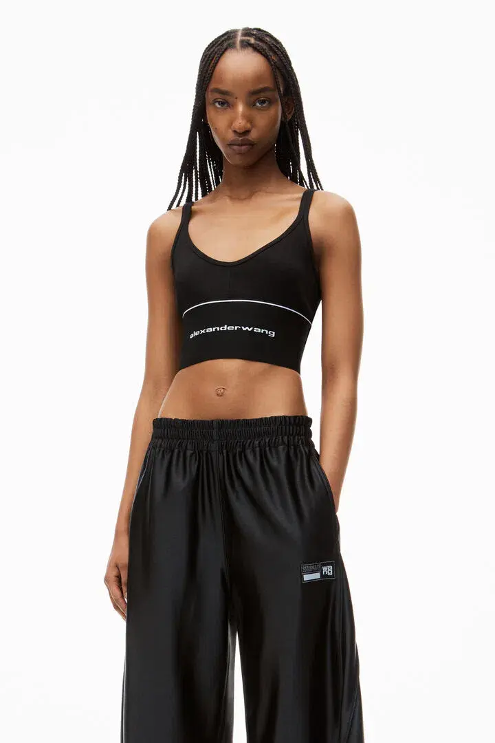Alexander Wang Logo Elastic Bra in Black Ribbed Jersey Size S / AU 8 - Image 5