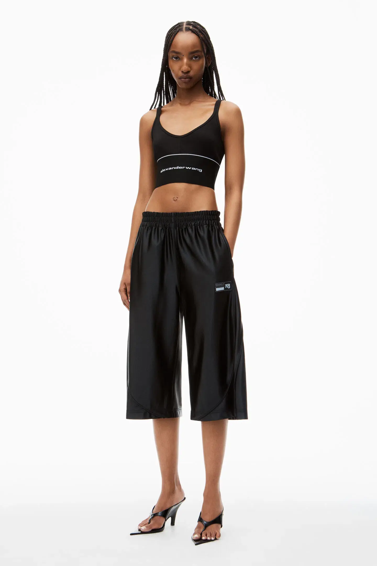 Alexander Wang Logo Elastic Bra in Black Ribbed Jersey Size S / AU 8 - Image 1