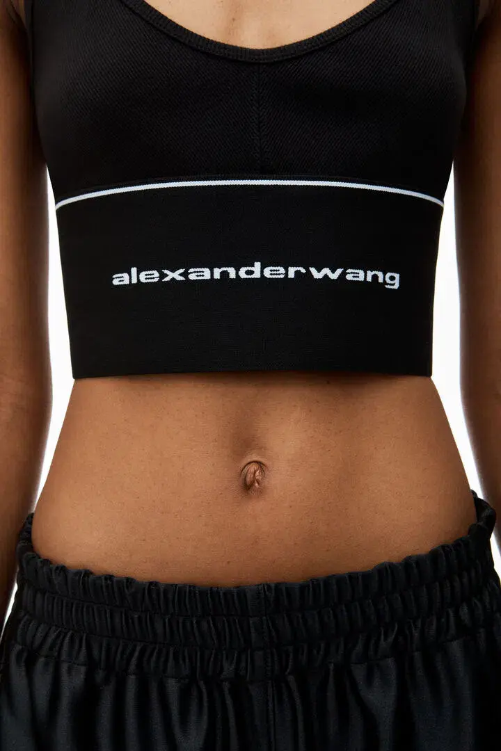 Alexander Wang Logo Elastic Bra in Black Ribbed Jersey Size S / AU 8 - Image 4