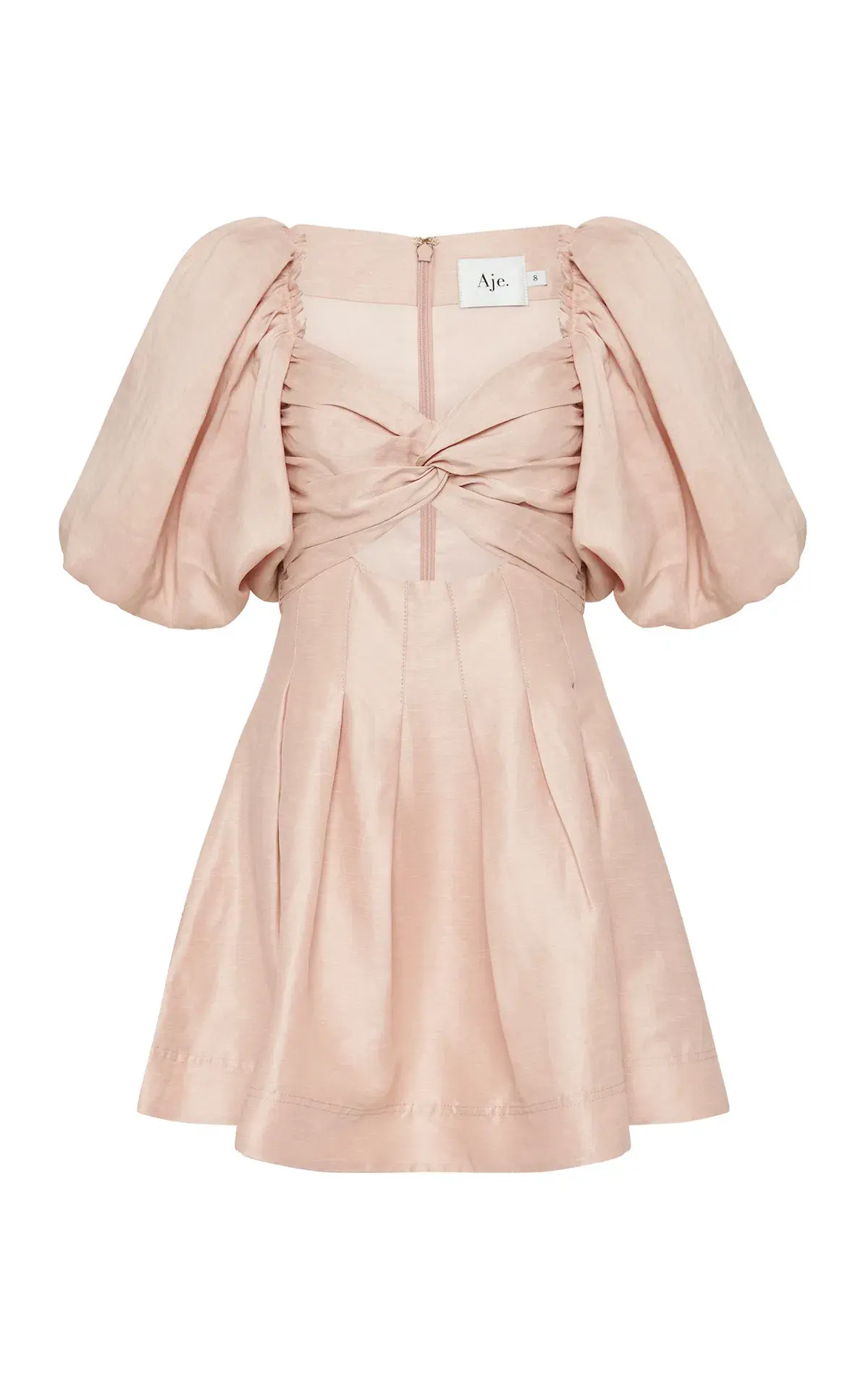 Aje Dusk Knot Puff Sleeve Mini Dress in Pale Pink Size AU 6 - Image 6