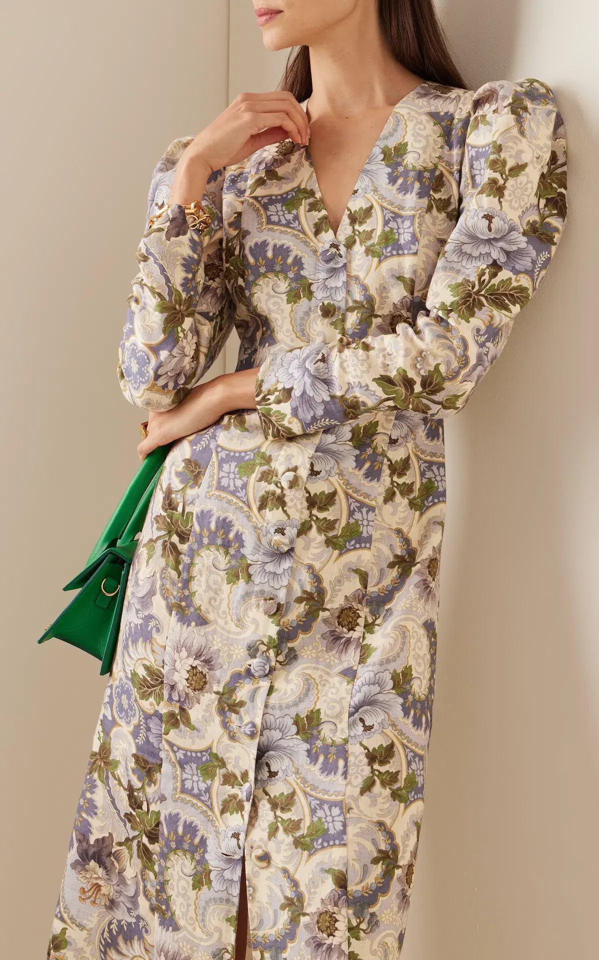 Alemais Phillipa Puff Sleeve Midi Dress Floral Size AU 6 - Image 2