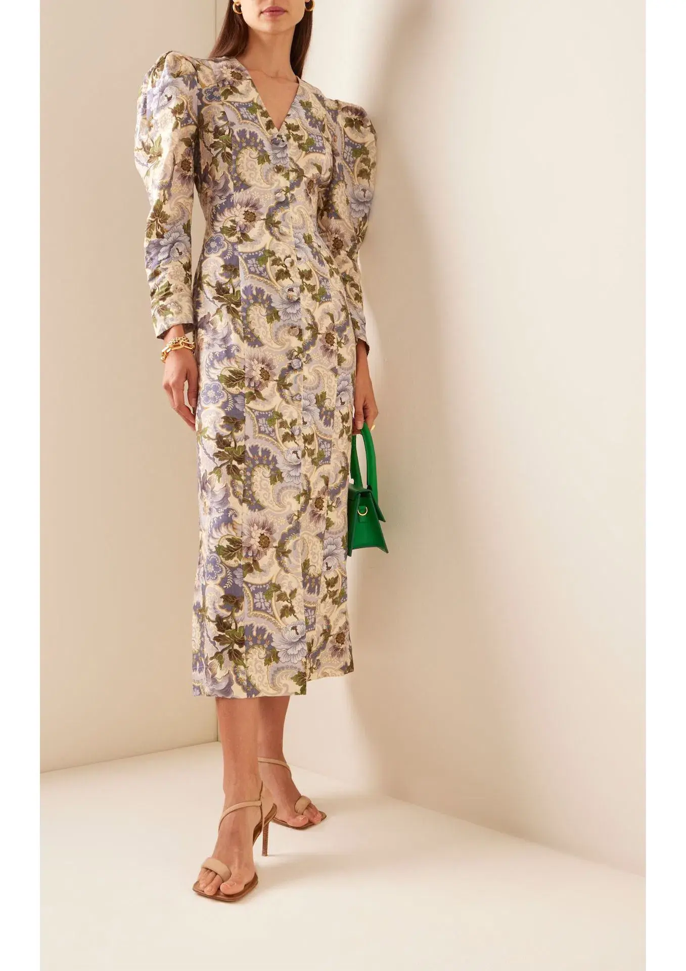 Alemais Phillipa Puff Sleeve Midi Dress Floral Size AU 6 - Image 1