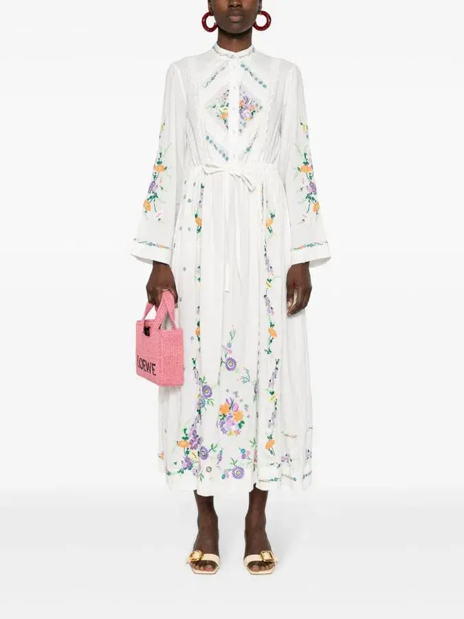 Alemais Willa Embroidered Shirt Dress White Floral Size AU 10 - Image 1