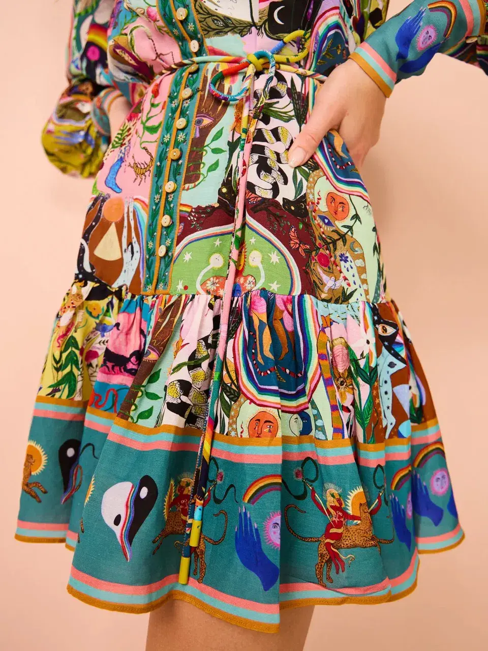 Alemais Evergreen Mini Dress Multi Size AU 10 - Image 13