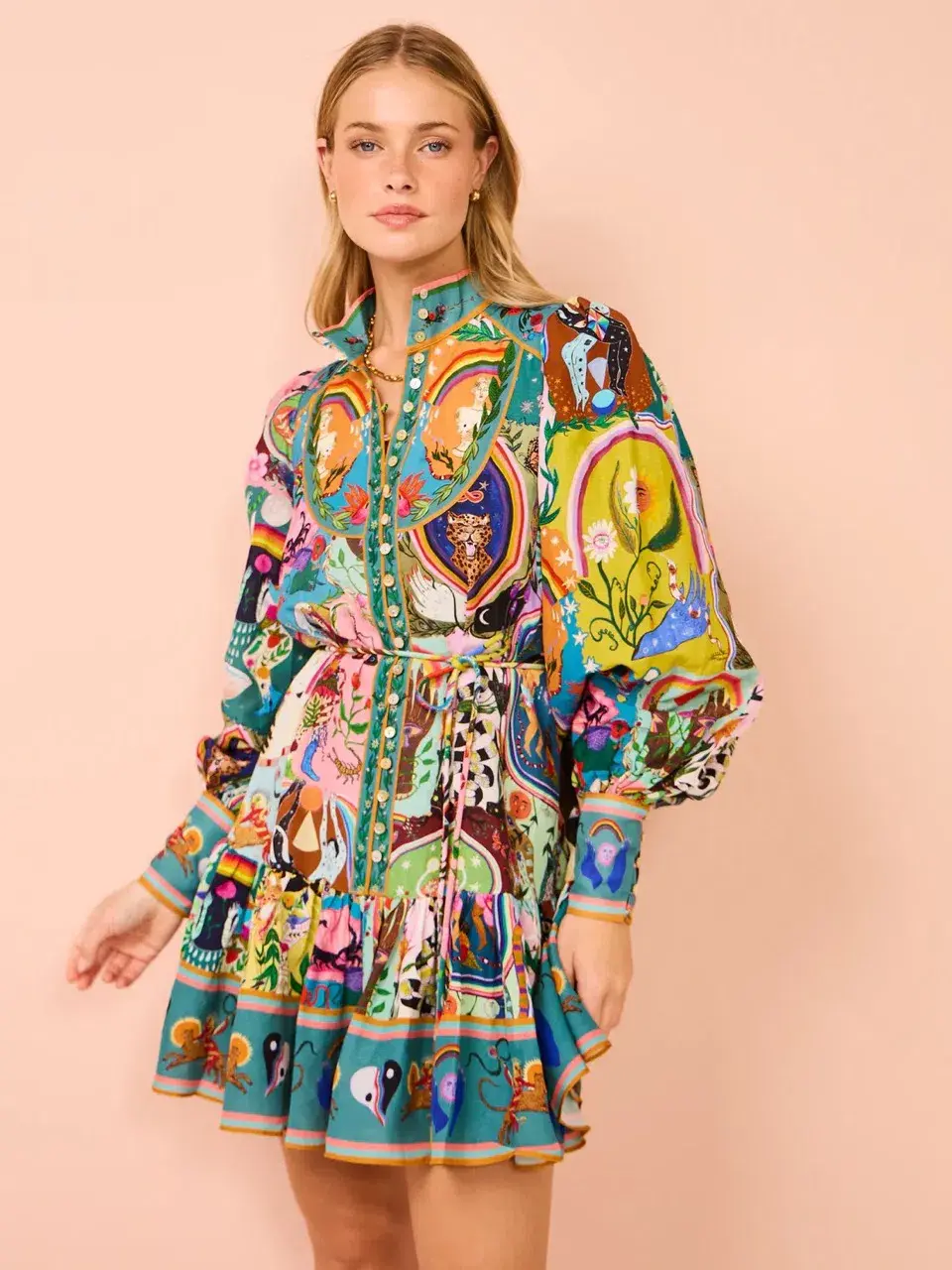 Alemais Evergreen Mini Dress Multi Size AU 10 - Image 3