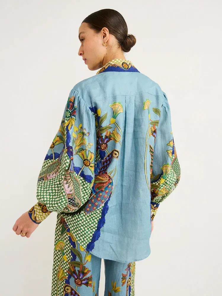 Alemais Gilly Shirt & Pant Set Misty Blue Size AU 10  - Image 4