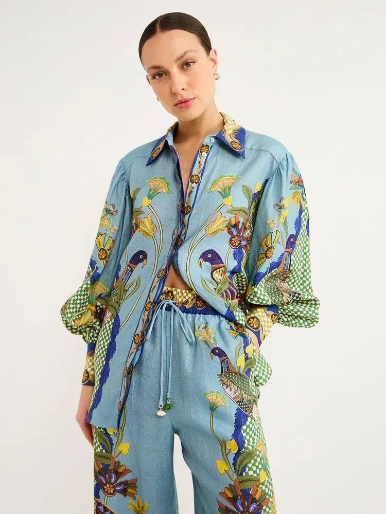 Alemais Gilly Shirt & Pant Set Misty Blue Size AU 10  - Image 14