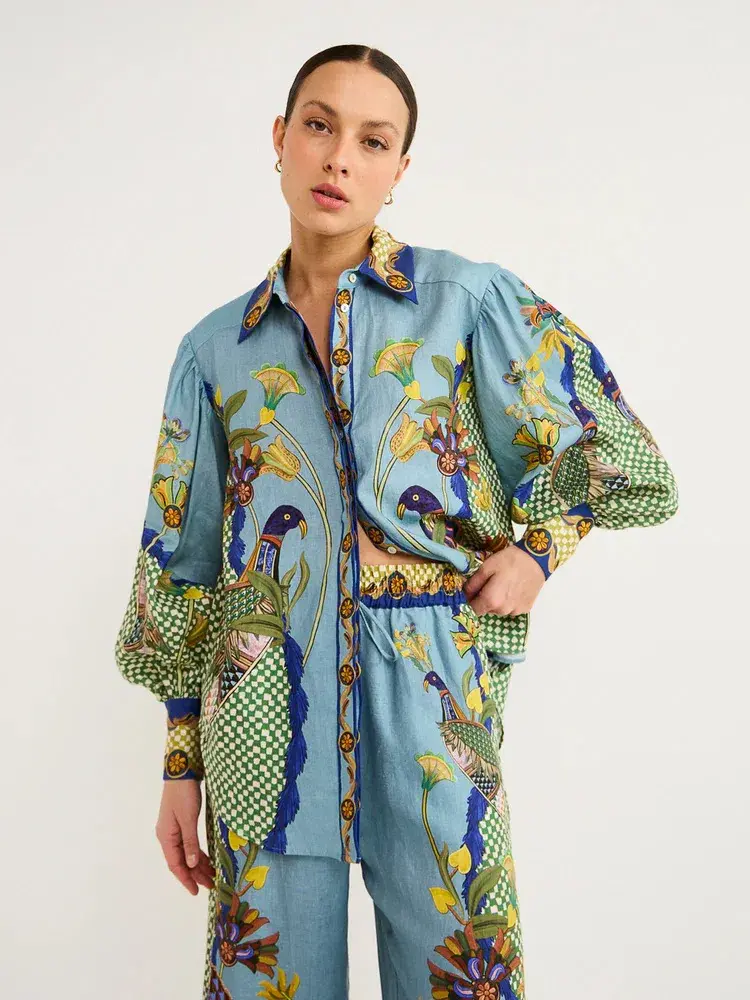 Alemais Gilly Shirt & Pant Set Misty Blue Size AU 10  - Image 15