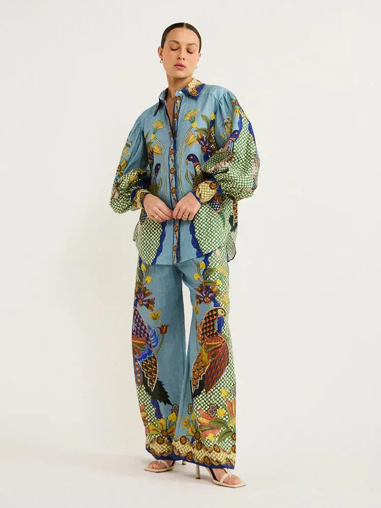Alemais Gilly Shirt & Pant Set Misty Blue Size AU 10  - Image 12