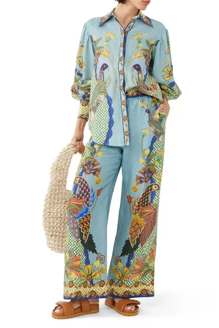 Alemais Gilly Shirt & Pant Set Misty Blue Size AU 10  - Image 8