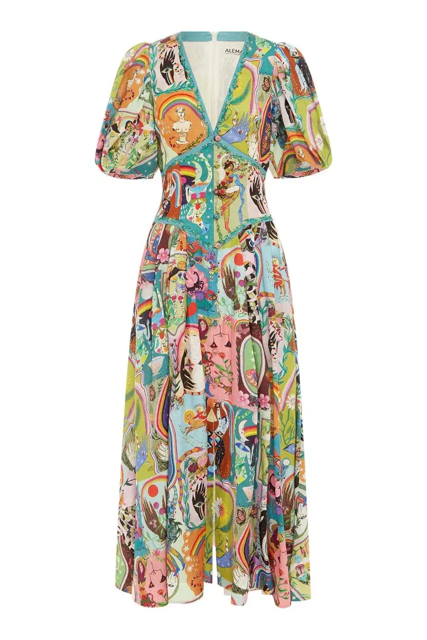 Alemais Evergreen Midi Dress Multi Size 8 for rent on The Volte - main image
