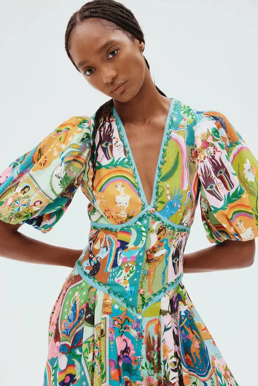 Alemais Evergreen Midi Dress Multi Size 8 - Image 9