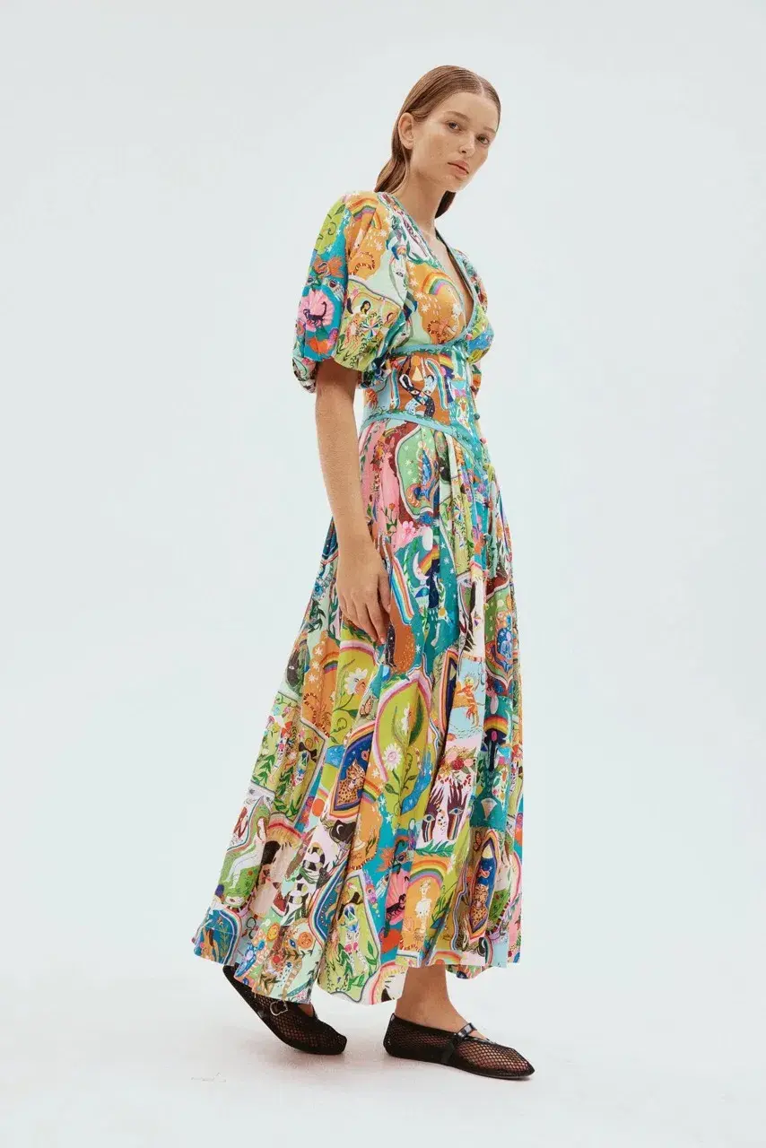 Alemais Evergreen Midi Dress Multi Size 8 - Image 11