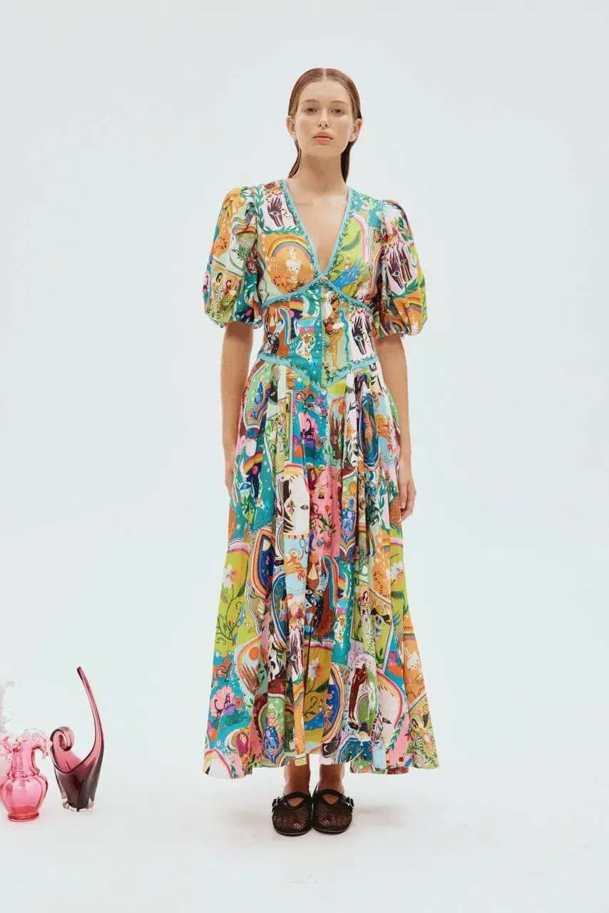 Alemais Evergreen Midi Dress Multi Size 8 - Image 3