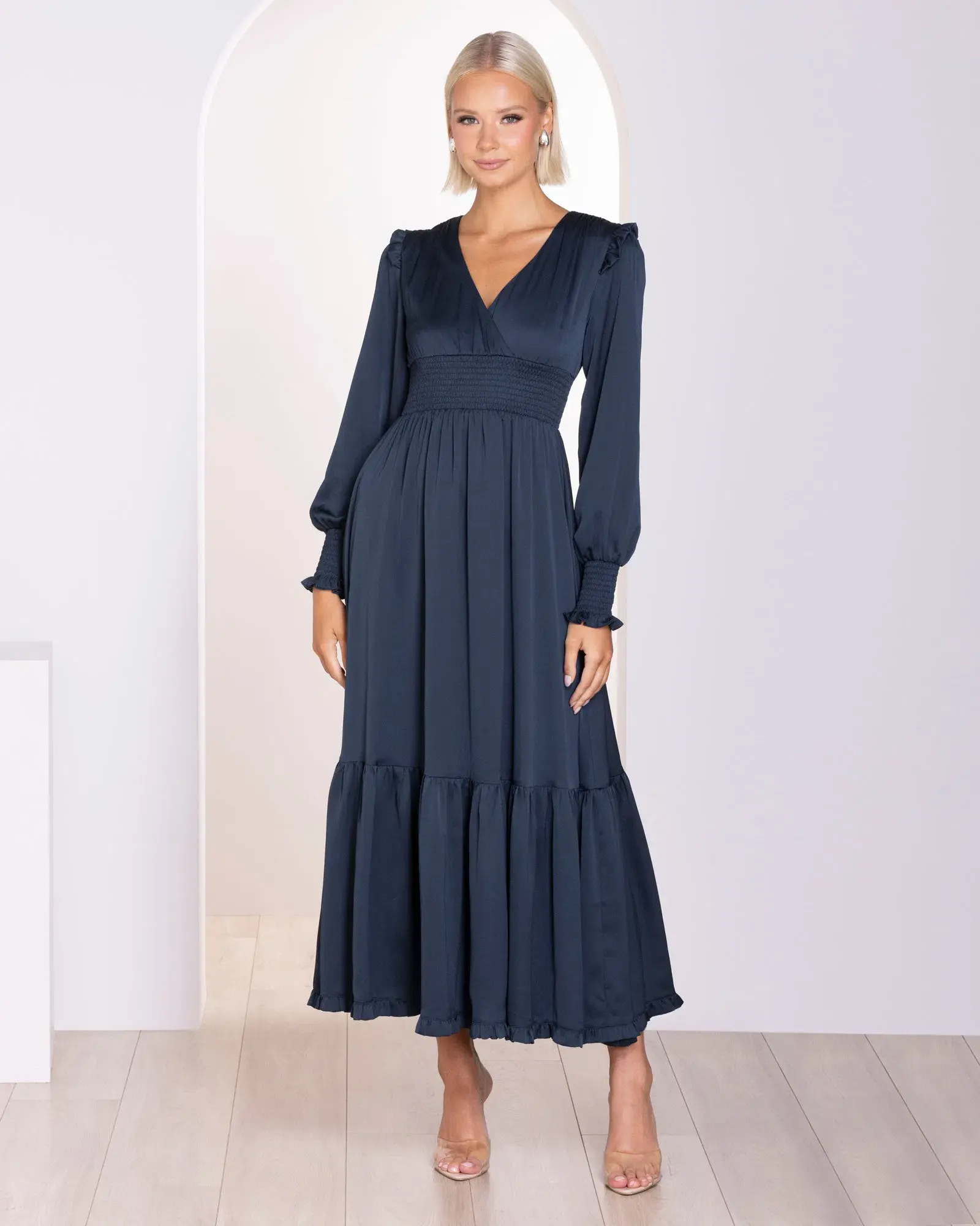 Pilgrim Jay Long Sleeve Maxi Dress Steel Size 8  - Image 1