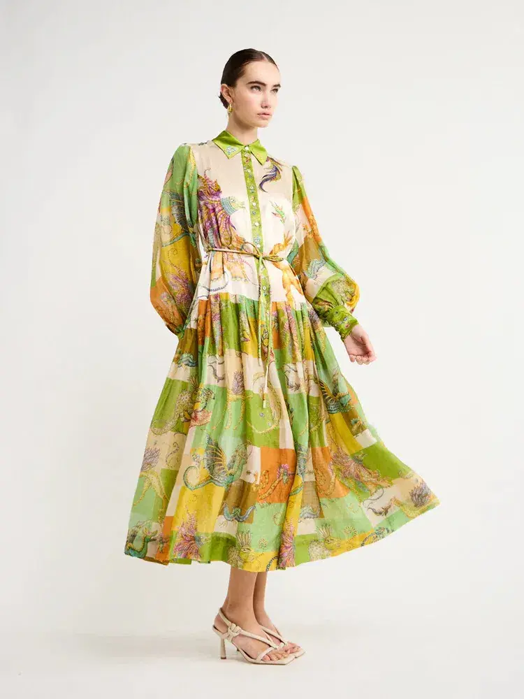 Alemais Jerome Silk Shirtdress Multi Size AU 10 - Image 12
