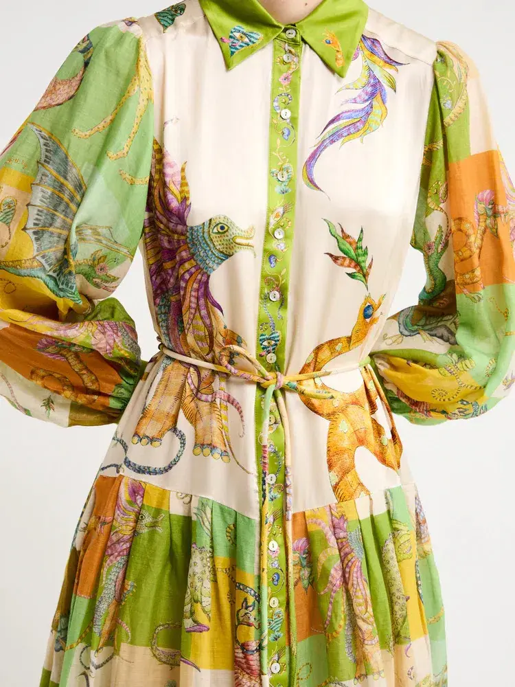 Alemais Jerome Silk Shirtdress Multi Size AU 10 for rent on The Volte - main image