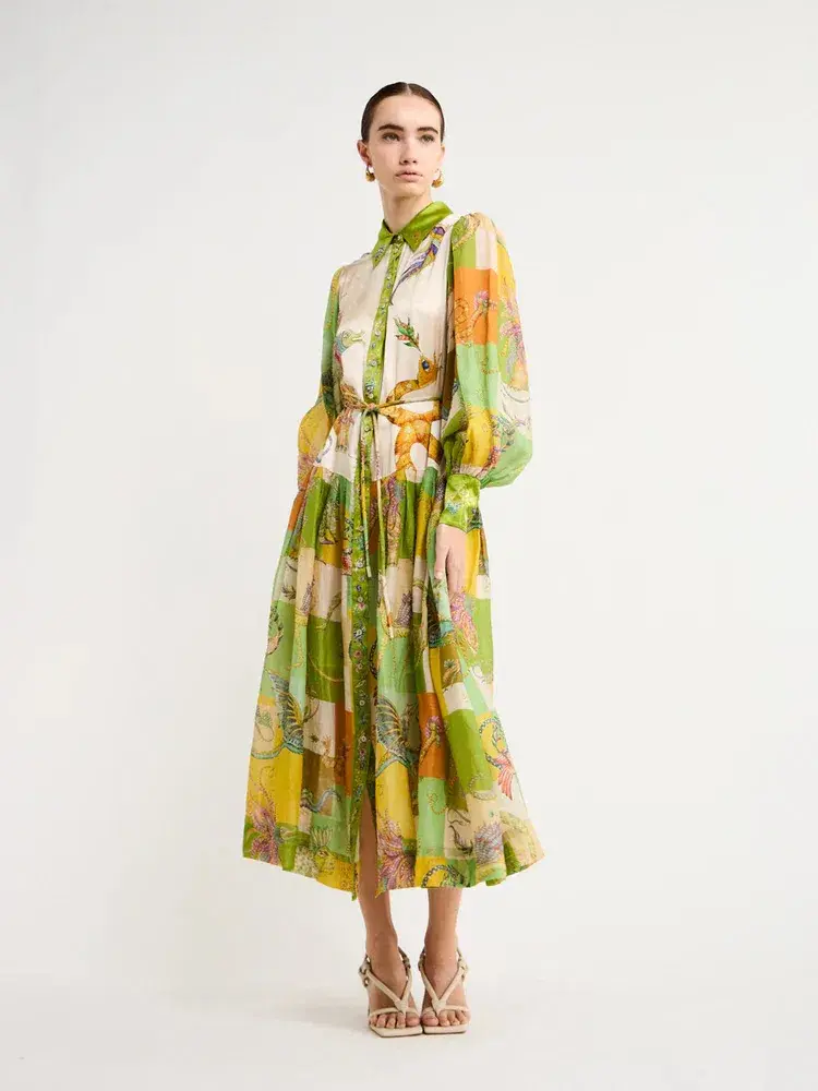 Alemais Jerome Silk Shirtdress Multi Size AU 10 for rent on The Volte - main image