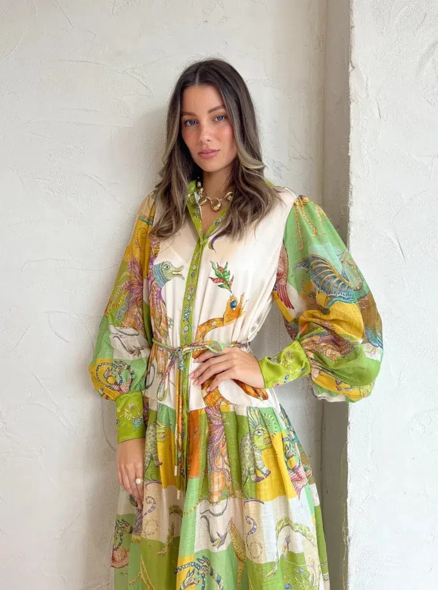 Alemais Jerome Silk Shirtdress Multi Size AU 10 - Image 3