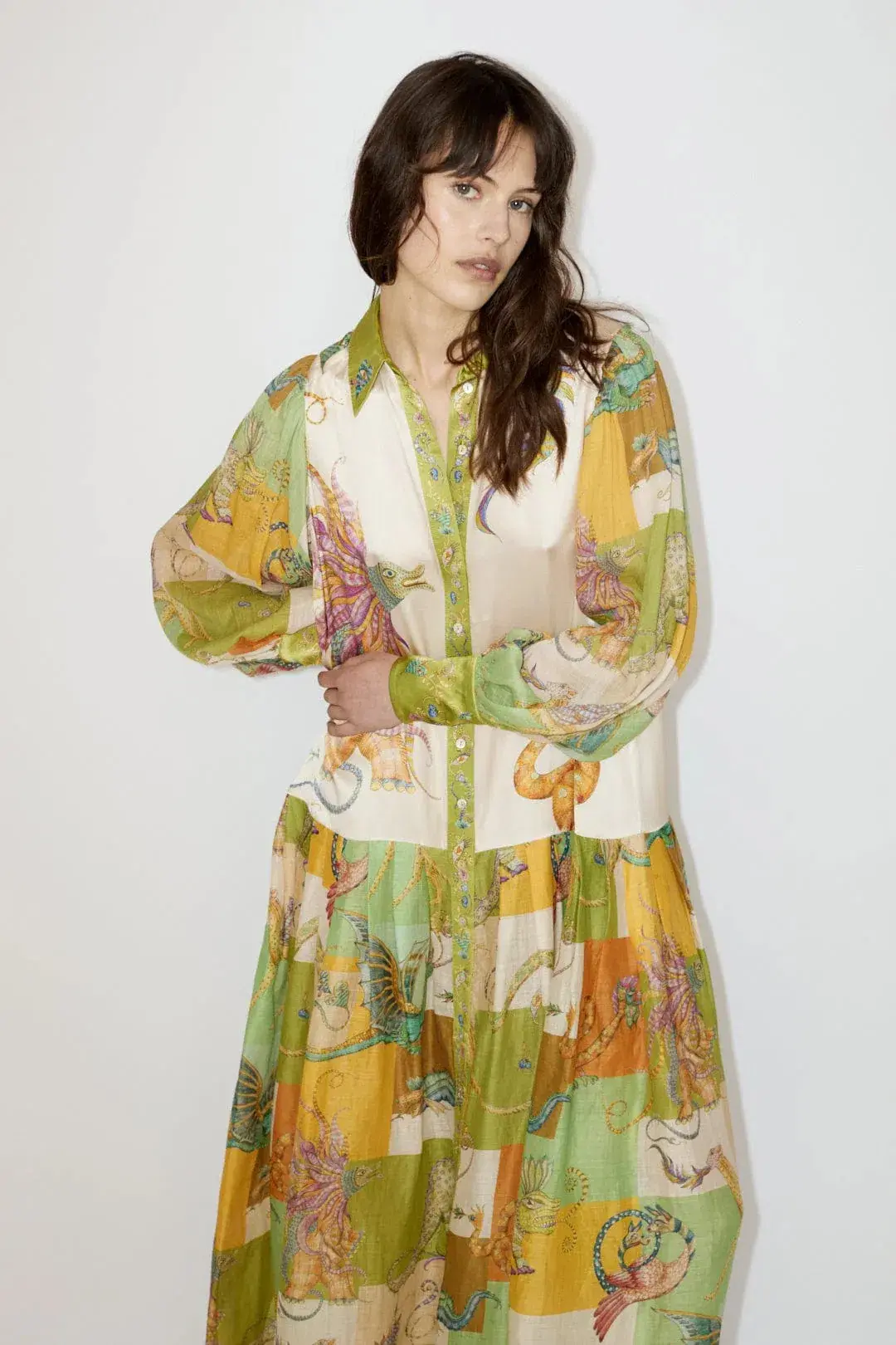 Alemais Jerome Silk Shirtdress Multi Size AU 10 for rent on The Volte - main image