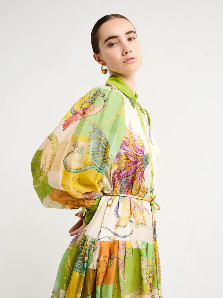 Alemais Jerome Silk Shirtdress Multi Size AU 10 for rent on The Volte - main image