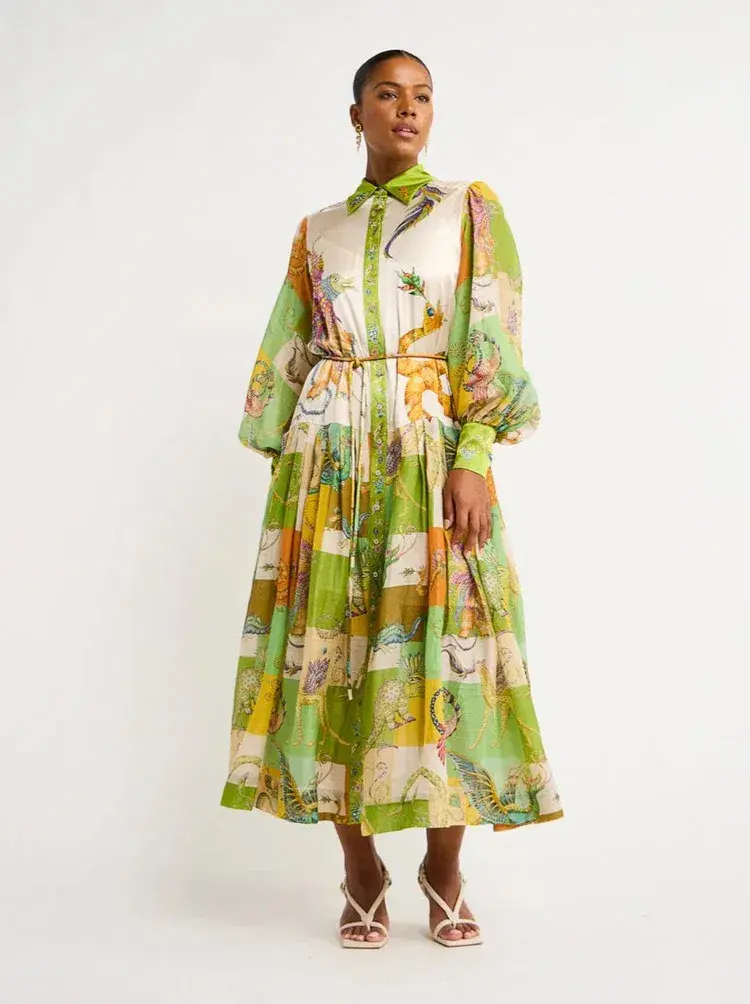 Alemais Jerome Silk Shirtdress Multi Size AU 10 - Image 2