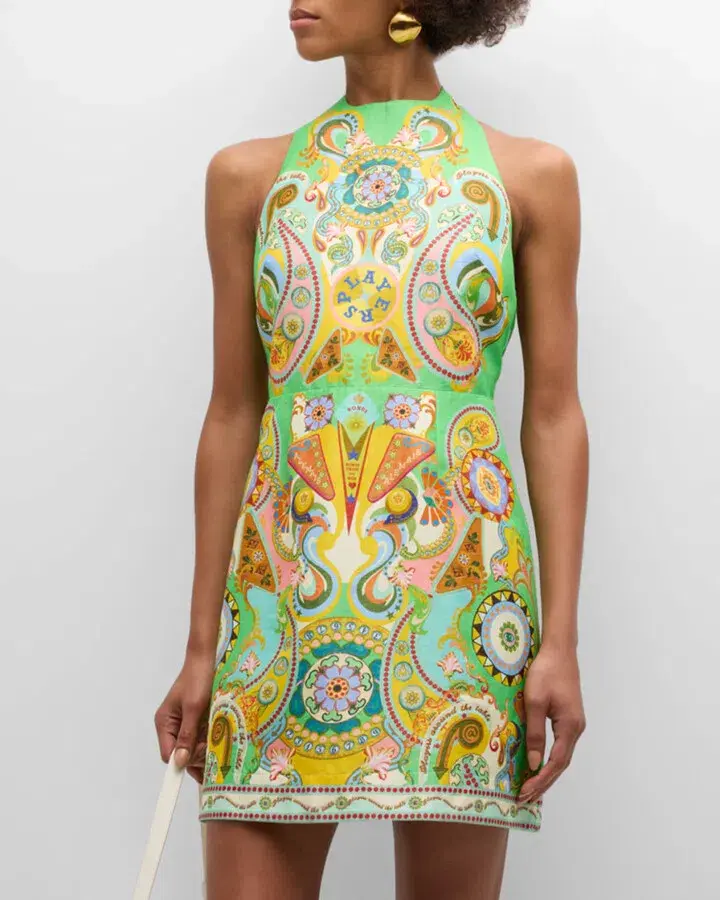 Alemais Pinball Mini Dress Green Multi Size AU 8 for rent on The Volte - main image