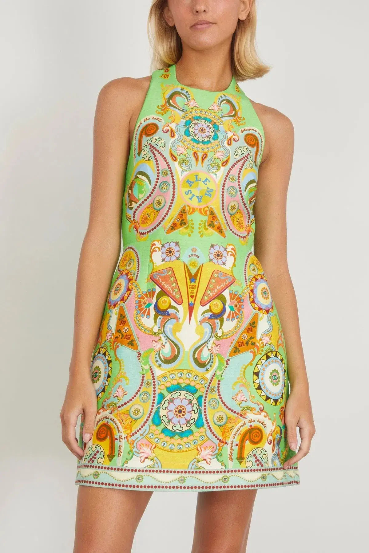 Alemais Pinball Mini Dress Green Multi Size AU 8 - Image 14