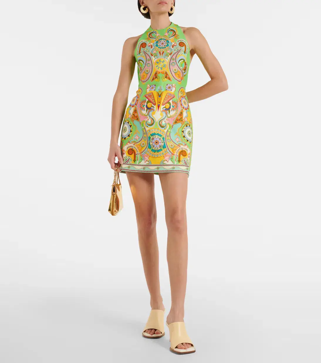 Alemais Pinball Mini Dress Green Multi Size AU 8 - Image 10