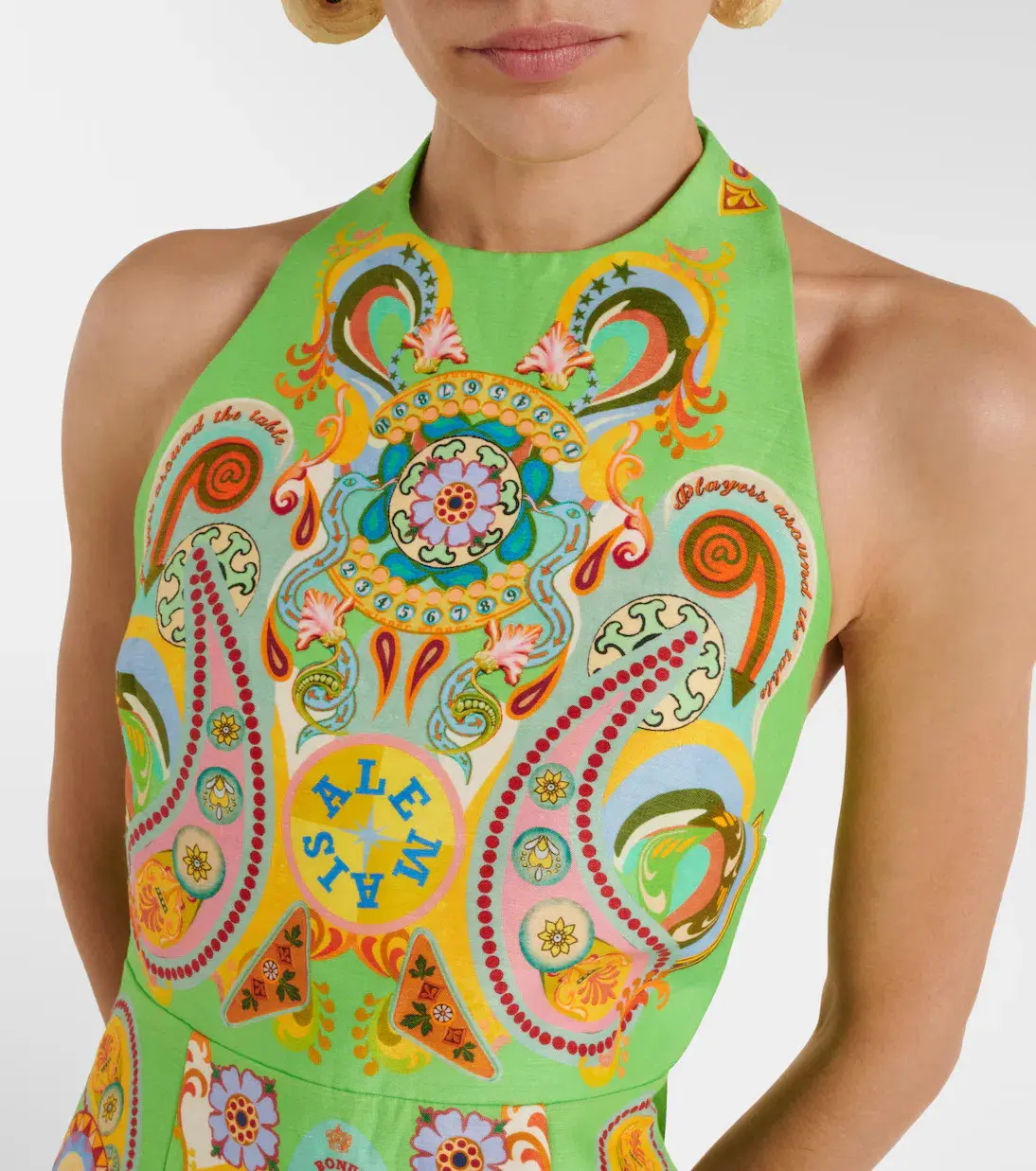 Alemais Pinball Mini Dress Green Multi Size AU 8 - Image 12