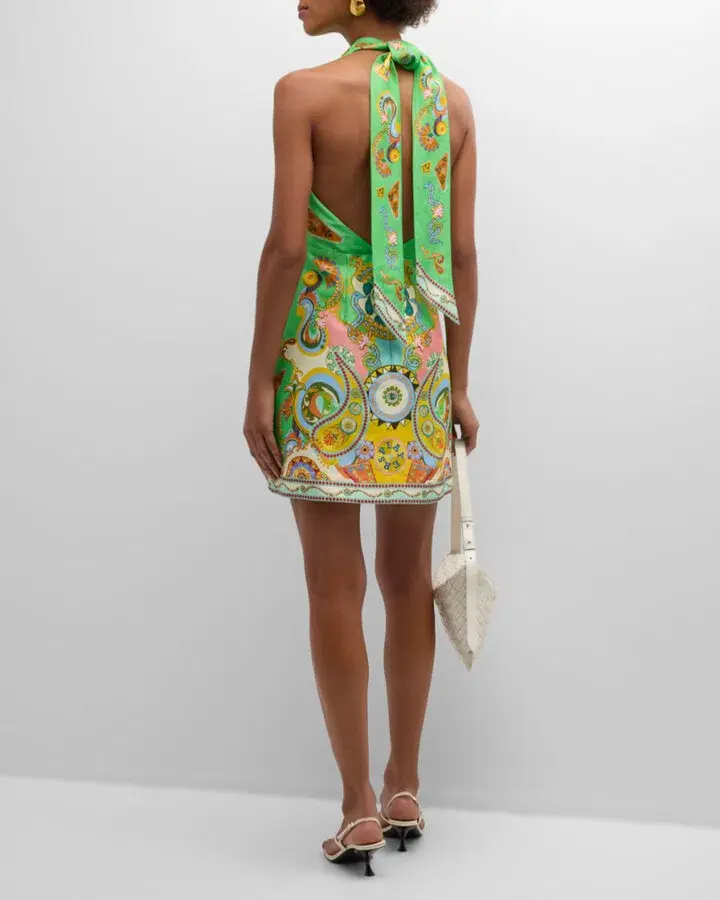 Alemais Pinball Mini Dress Green Multi Size AU 8 - Image 5