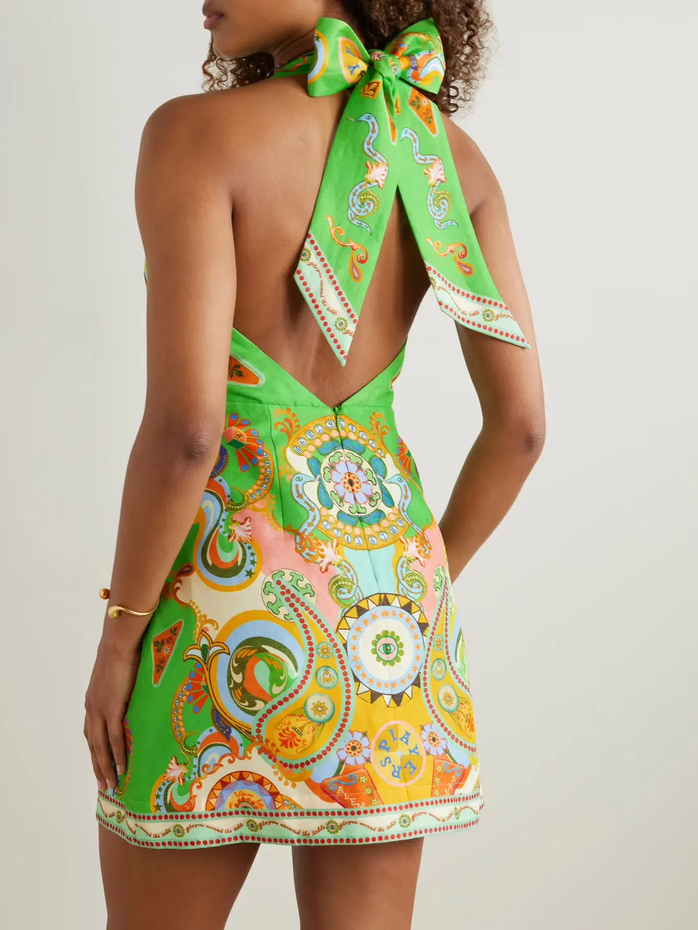 Alemais Pinball Mini Dress Green Multi Size AU 8 - Image 3