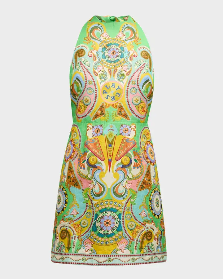 Alemais Pinball Mini Dress Green Multi Size AU 8 - Image 17