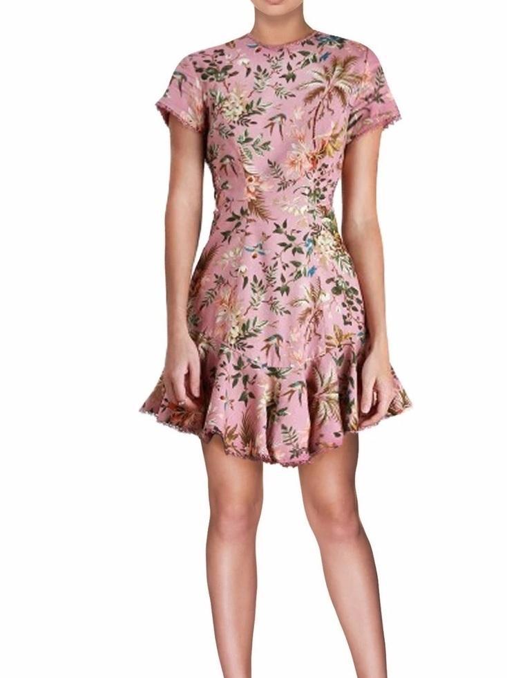 Zimmermann Tropicale Lattice Mini Dress Floral Size 8 - Image 3