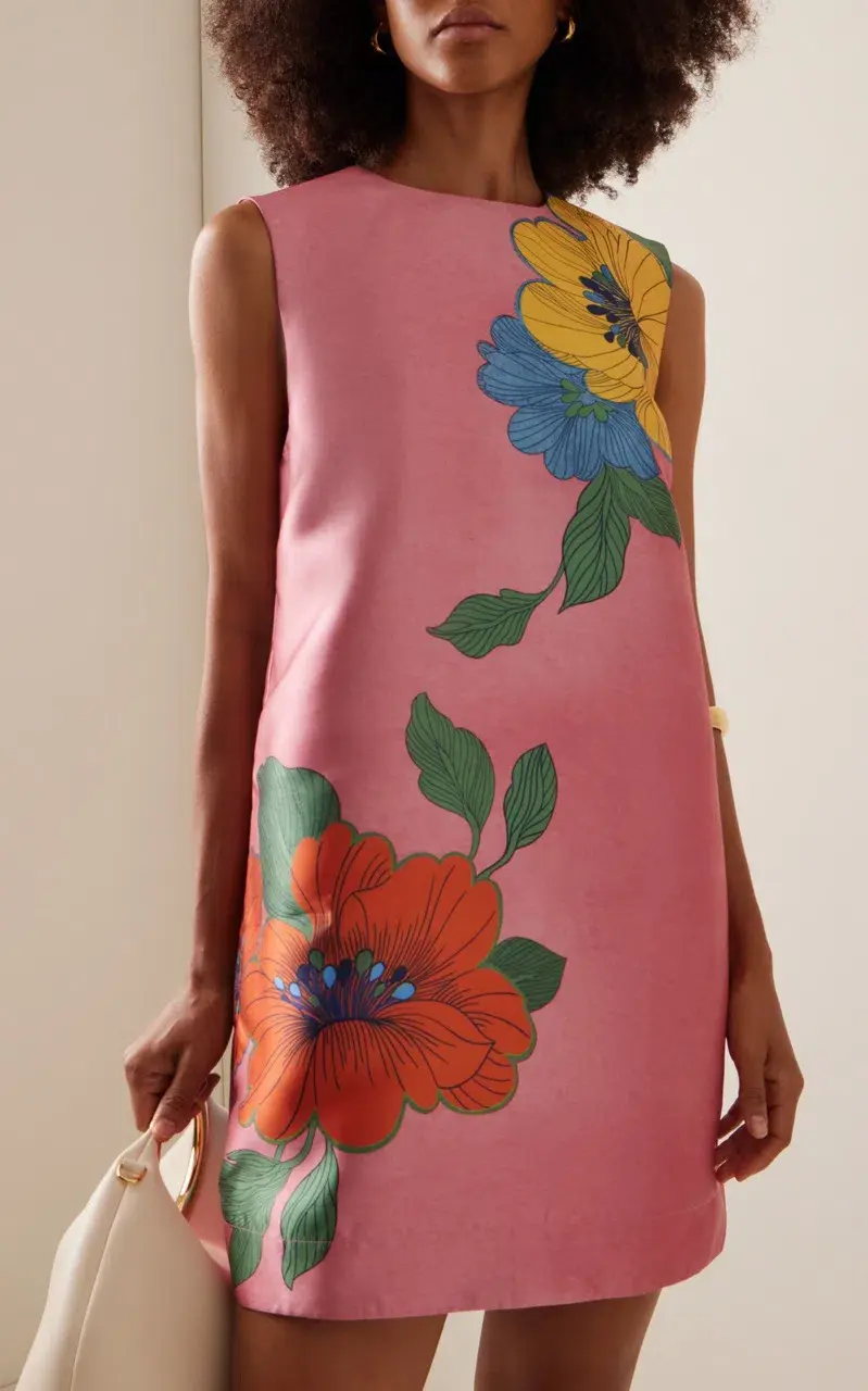 Alemais Piato Floral Satin Mini Shift Dress Exclusive Pink Size AU 6 - Image 1