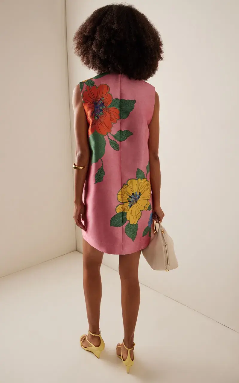 Alemais Piato Floral Satin Mini Shift Dress Exclusive Pink Size AU 6 - Image 3