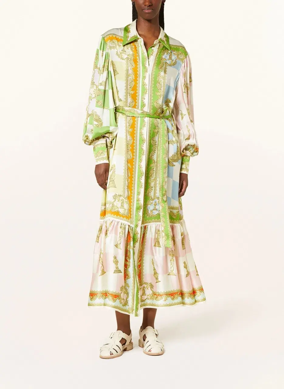 Alemais Checkmate Silk Shirtdress Multi Size AU 8 for rent on The Volte - main image