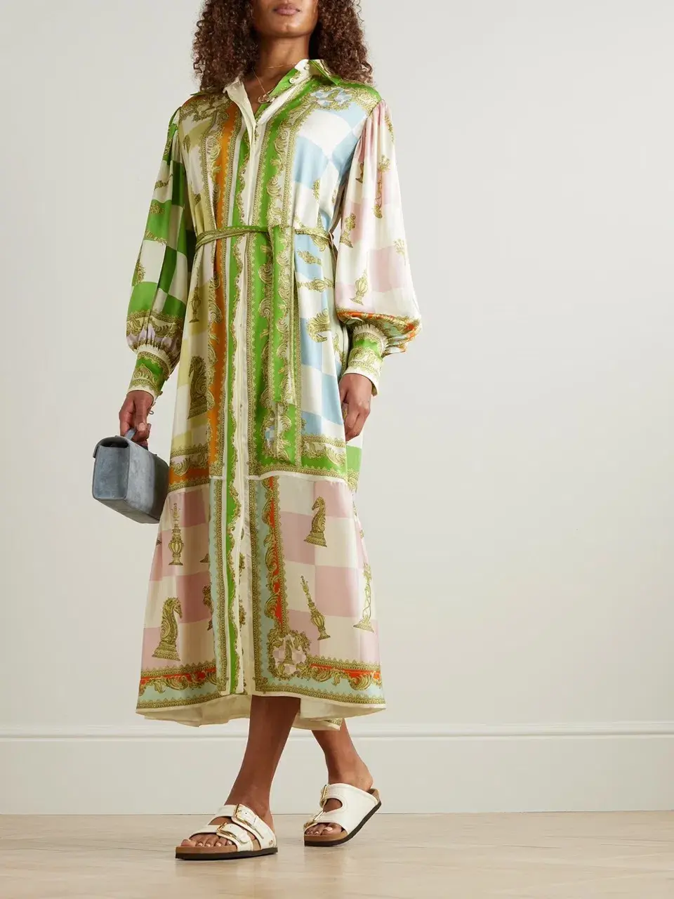 Alemais Checkmate Silk Shirtdress Multi Size AU 8 for rent on The Volte - main image