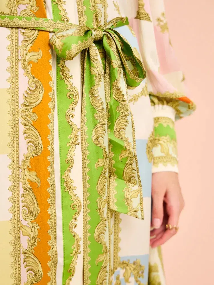 Alemais Checkmate Silk Shirtdress Multi Size AU 8 for rent on The Volte - main image