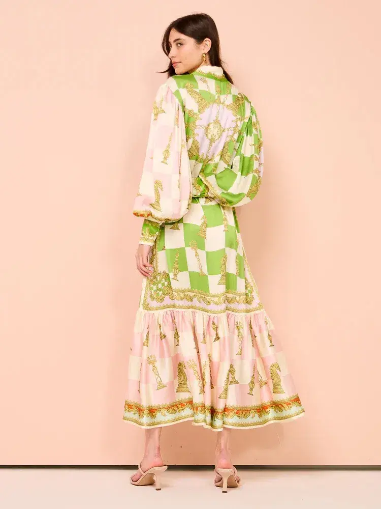 Alemais Checkmate Silk Shirtdress Multi Size AU 8 - Image 3
