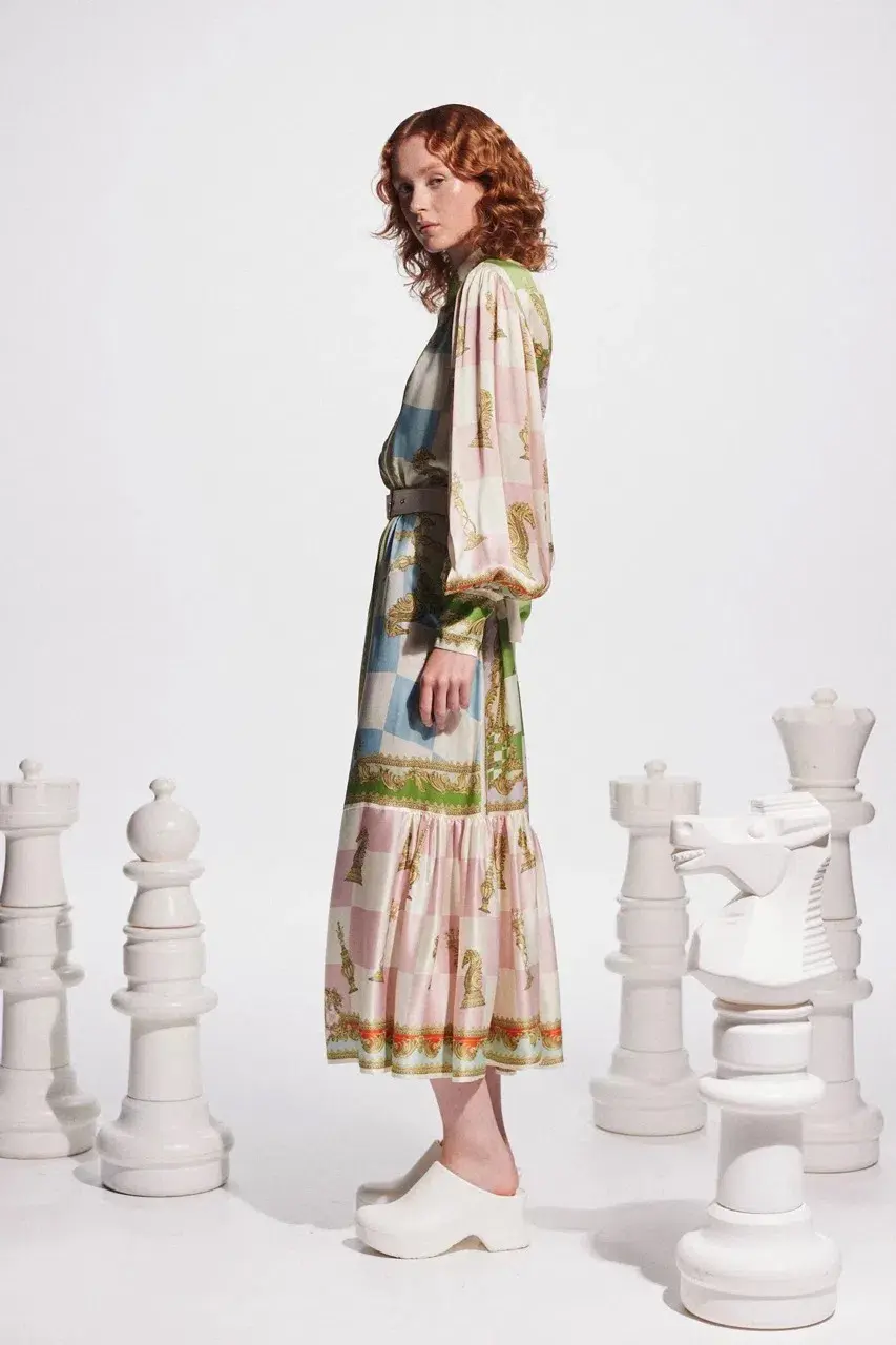 Alemais Checkmate Silk Shirtdress Multi Size AU 8 - Image 21