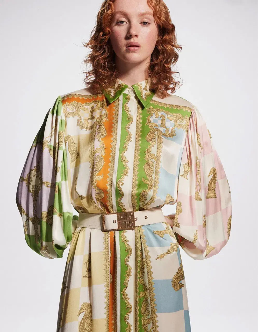 Alemais Checkmate Silk Shirtdress Multi Size AU 8 for rent on The Volte - main image