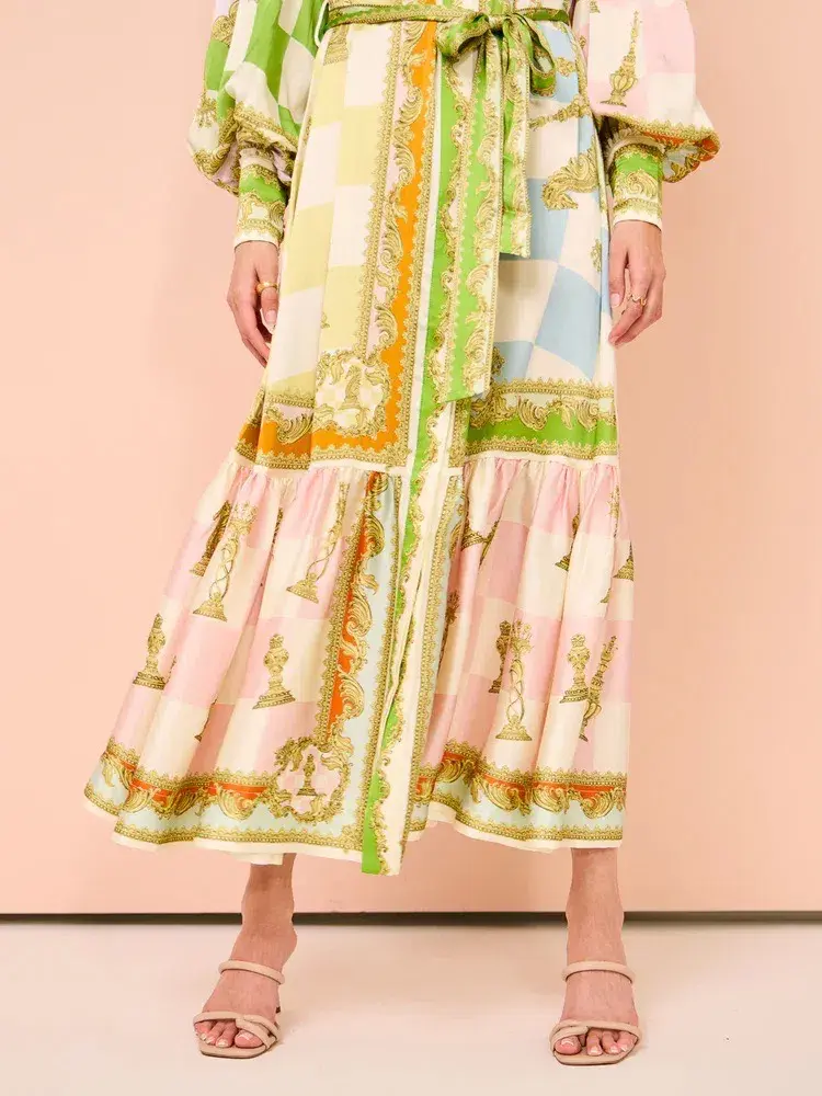 Alemais Checkmate Silk Shirtdress Multi Size AU 8 for rent on The Volte - main image