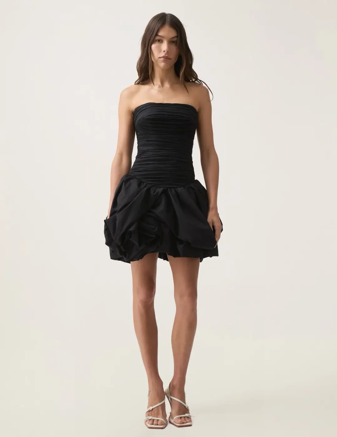 Aje Violette Bubble Hem Mini Dress in Black Size 12 for rent on The Volte - main image