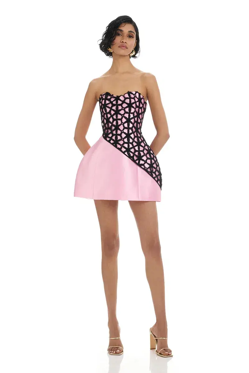 Eliya The Label Ataya Dress Pink/Black Size XS/Au 6 for rent on The Volte - main image