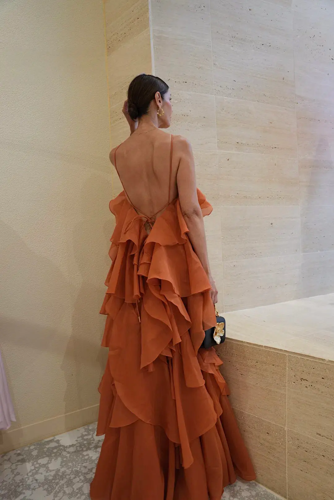 Aje  Pandorea Layered Maxi Dress Coral Clay Size 6  - Image 3