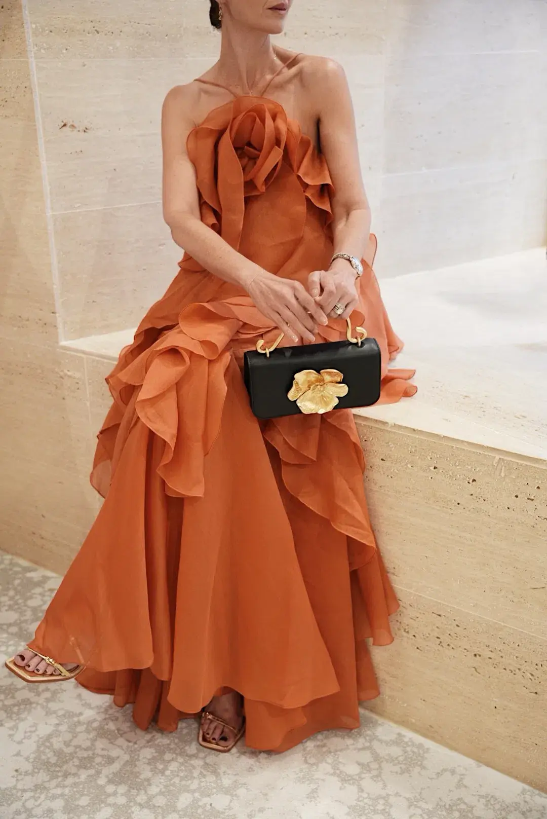 Aje  Pandorea Layered Maxi Dress Coral Clay Size 6  - Image 4